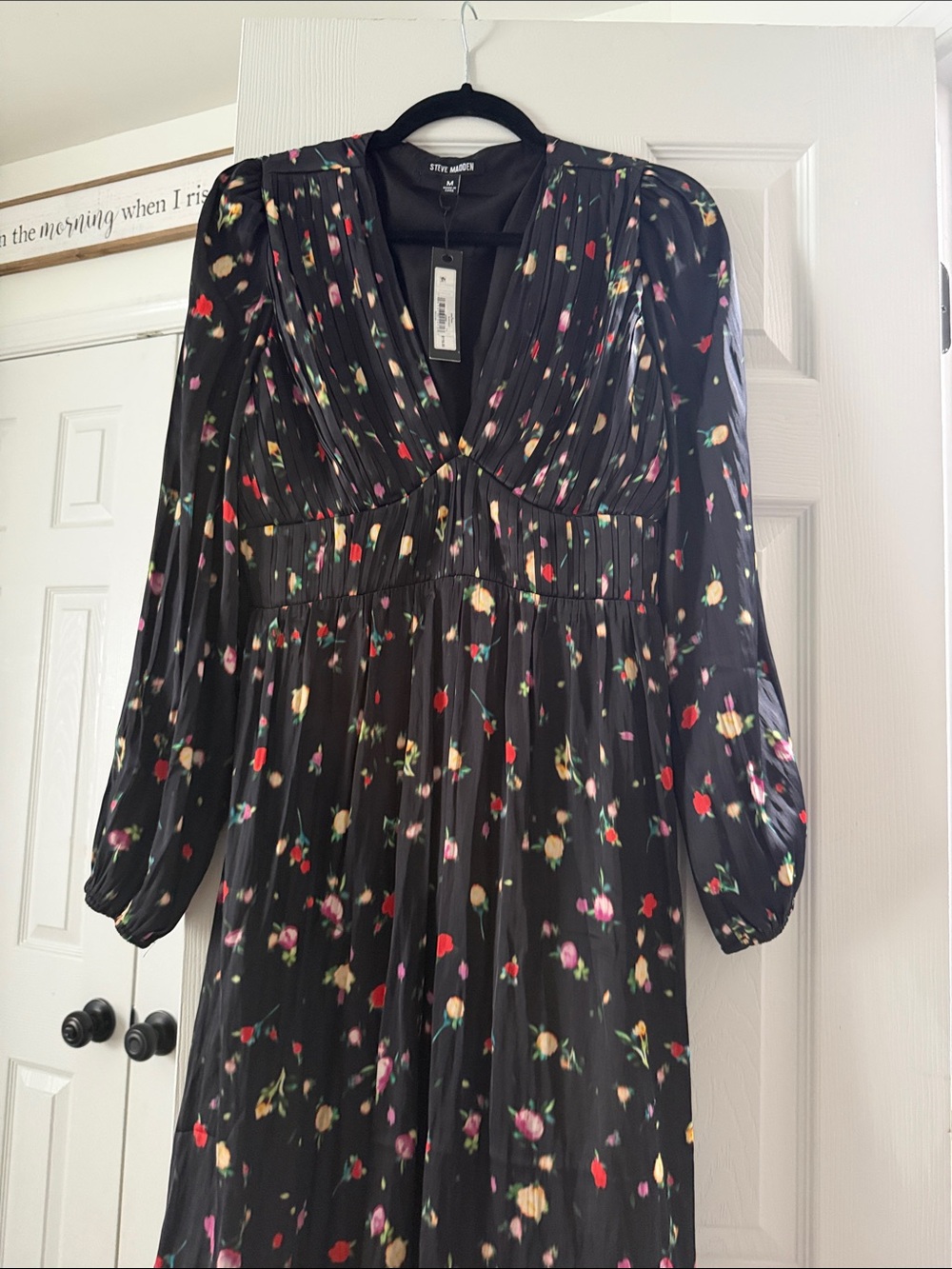 Steve Madden Black Floral Midi Dress